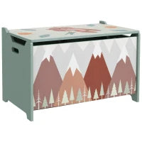 Baule Portagiochi per Bambini con Coperchio e Cerniera di Sicurezza in MDF, 60x37x39cm, Verde