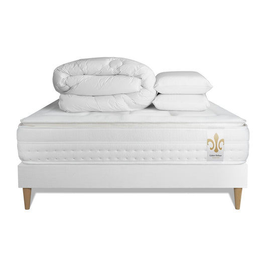 Pacchetto letto completo - Materasso 180x200cm + Box spring con doghe (kit) + 2 cuscini + Piumino - Vingt-Huit PLUS