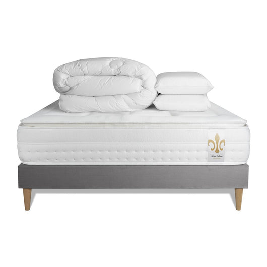 Pacchetto letto completo - Materasso 160x200cm + Box spring con doghe (kit) + 2 cuscini + Piumino - Vingt-Huit PLUS