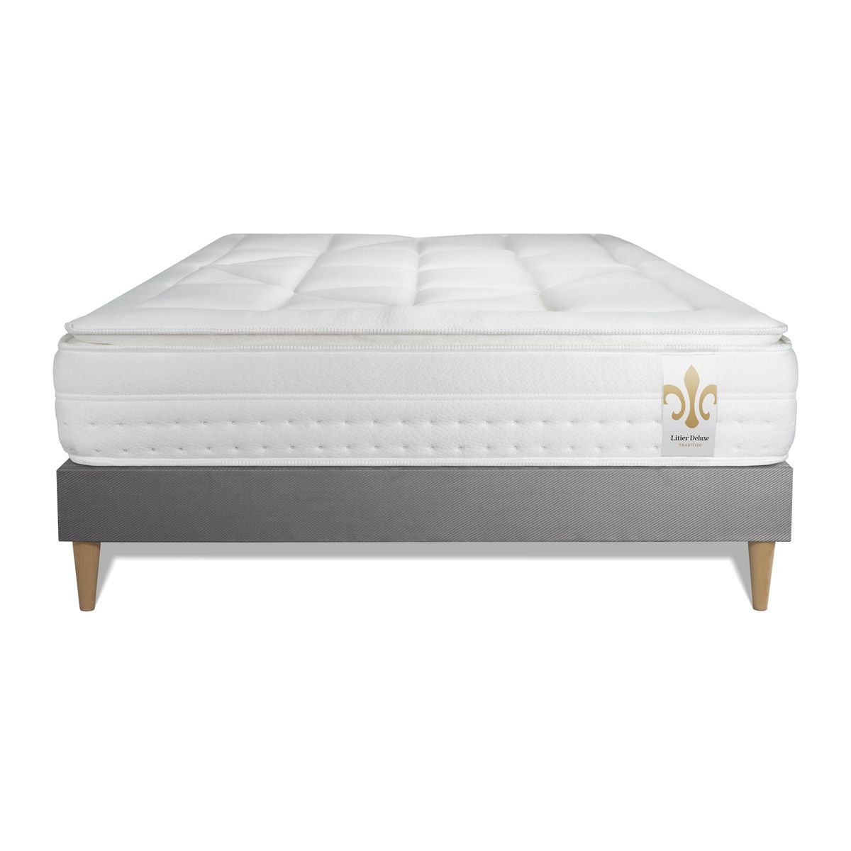 Pacchetto letto completo - Materasso 160x200cm + Box spring con doghe (kit) + 2 cuscini + Piumino - Vingt-Huit PLUS