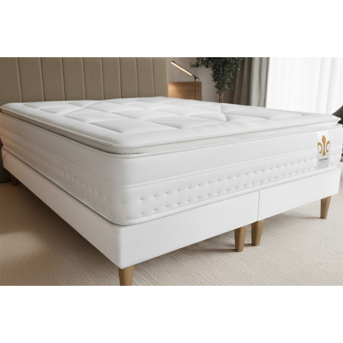 Pacchetto letto completo - Materasso 180x200cm + Box spring con doghe (kit) + 2 cuscini + Piumino - Vingt-Huit PLUS