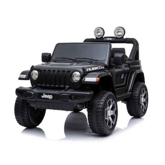 Auto Macchina Elettrica per Bambini JEEP FIAT Wrangler RUBICON 12V 2 Posti  con Mp3 - Sedile in Pelle - Nero
