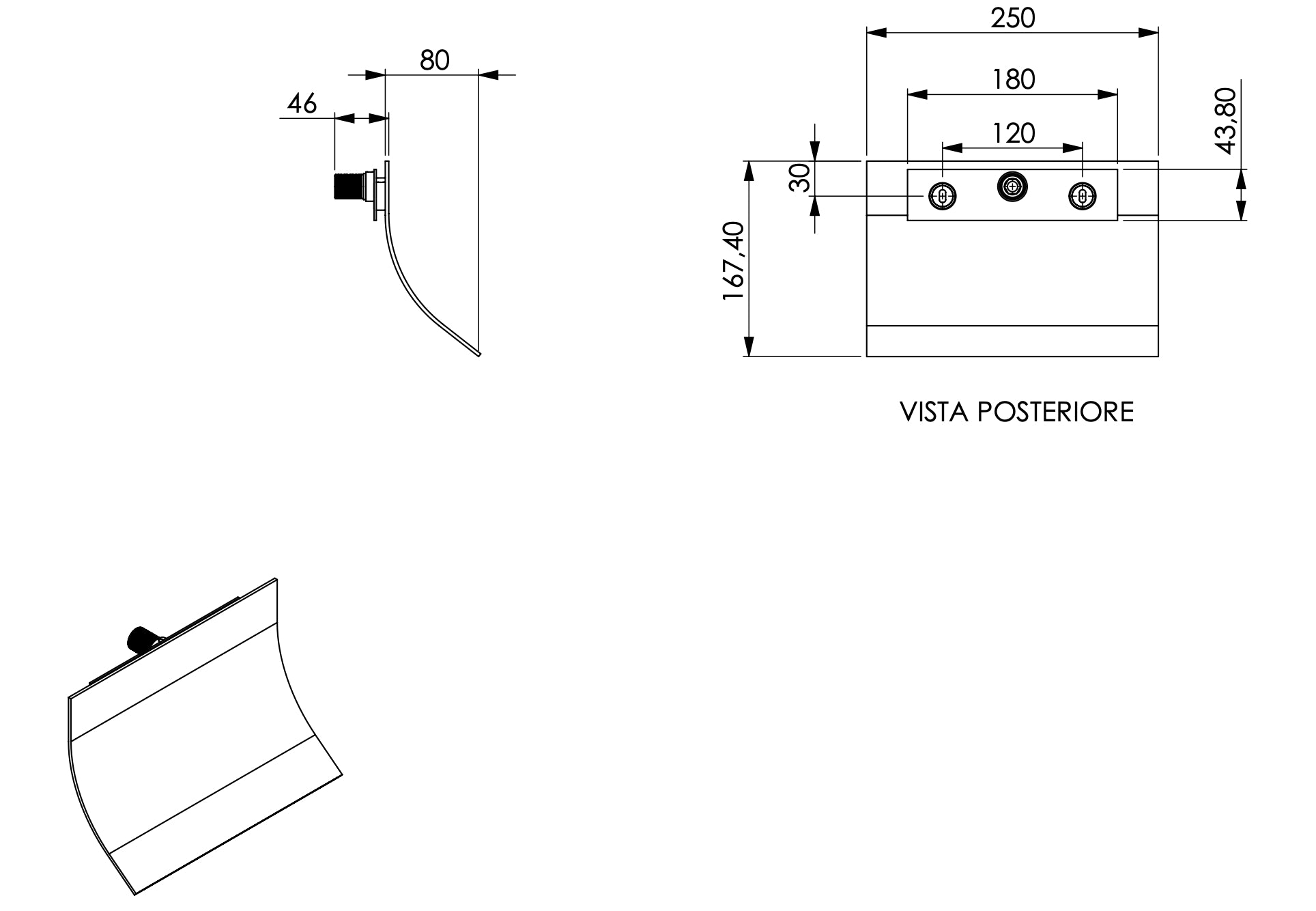 Soffione bocca vasca o doccia a cascata completa