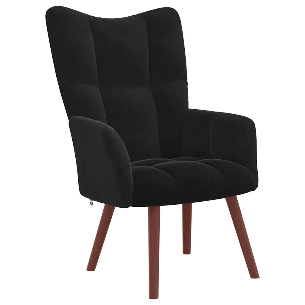 Divano Sedia-Poltrona Relax con Poggiapiedi Nero in Velluto 551461