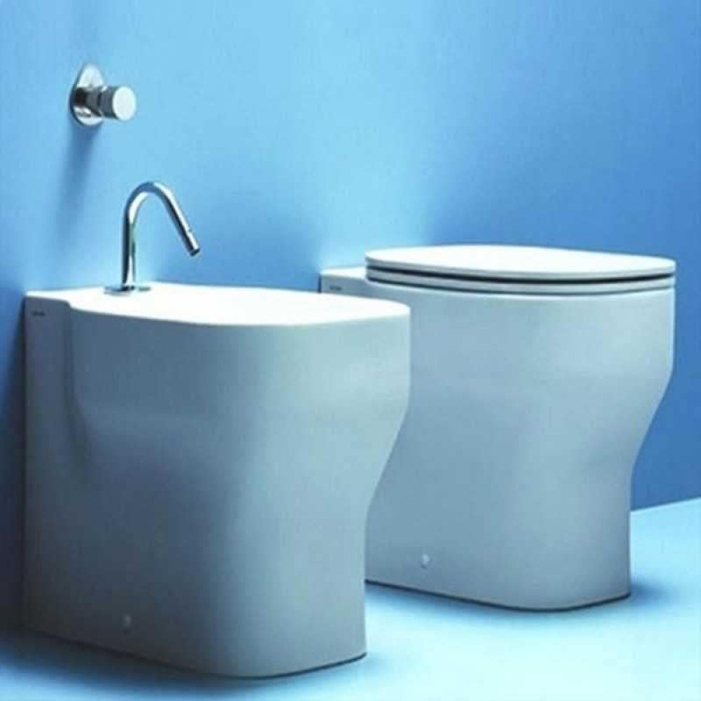 Sanitari sospesi ceramica azzurra glaze wc + bidet + sedile soft