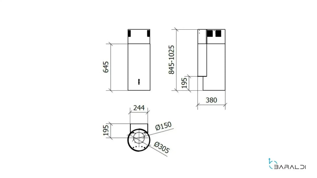 Cappa a parete RODIA PARETE cm 30 - Inox - 800 m3/h