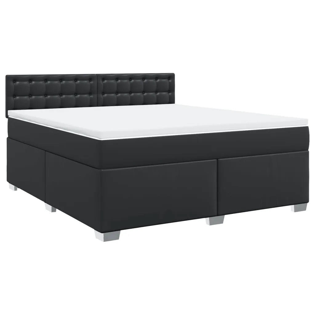 Giroletto a Molle con Materasso Nero 180x200 cm in Similpelle