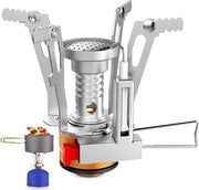 Camping gas cucina portatile in acciaio inossidabile mini-gas con accensione a piëzoelettrica, ripiegabile e portatile per picnic, RV.