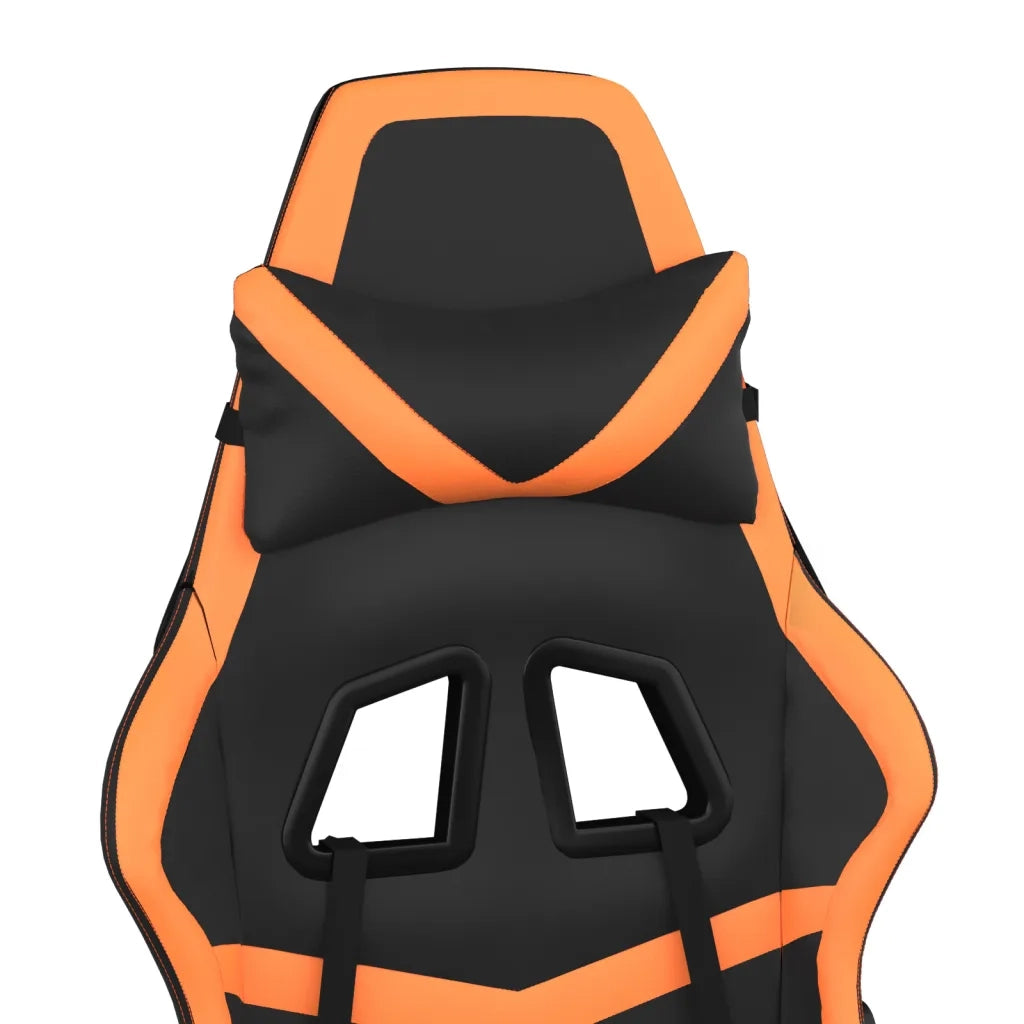 Sedia Gaming | Sedia da e-sports Massaggio Poggiapiedi Nero e Arancione Similpelle