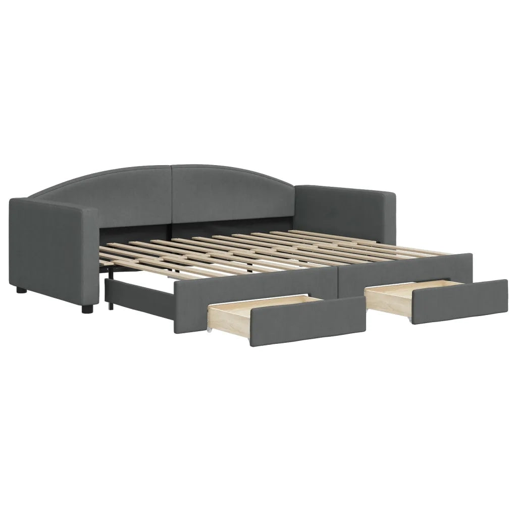 Divano letto | Sof¨¤ letto | Letto singolo Estraibile Cassetti Grigio Scuro 90x200cm Tessuto
