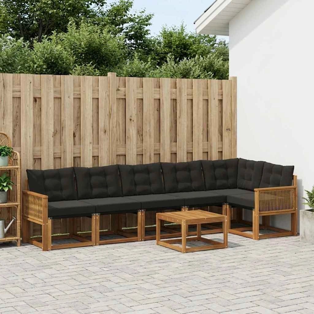 Set di divani da esterno 7 pz Naturale e Nero 3382004