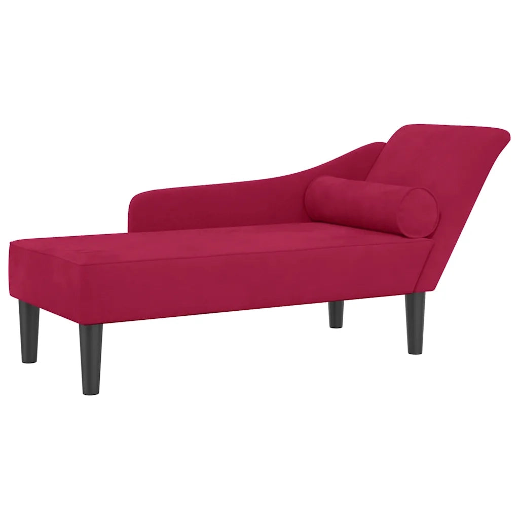 vidaXL Chaise Lounge con Cuscini Rosso Vino in Velluto