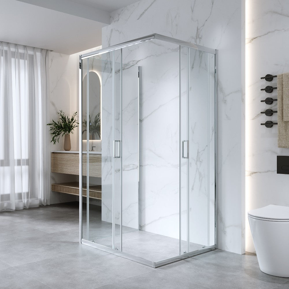 Cabina Doccia 3 Lati 80x120x80 Cm vetro 6 mm Trasparente Scorrevole H 185 cm| Kiro