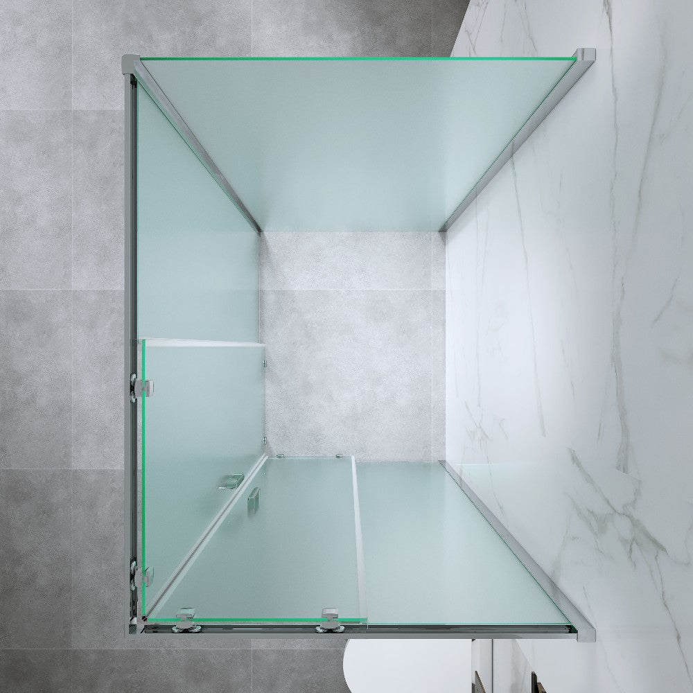 Box Doccia 3 Lati 80x120x80 Cm H 185 cm vetro 6 mm Opaco Scorrevole| Kiro