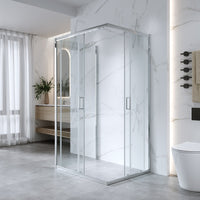 Box Doccia 3 Lati 80x100x80 Cm H185 cm Cristallo Trasparente 6 mm Scorrevole| Kiro