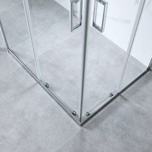 Box Doccia 3 Lati 80x100x80 Cm H185 cm Cristallo Trasparente 6 mm Scorrevole| Kiro