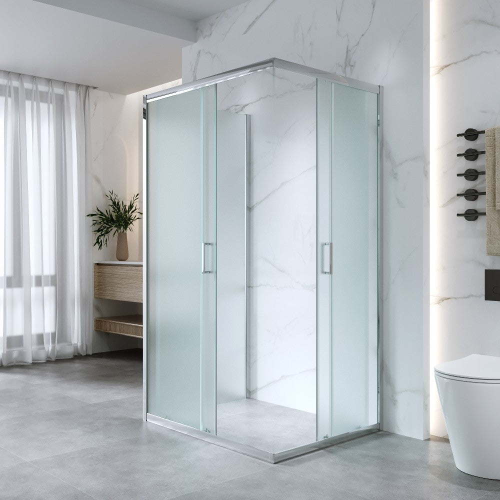 Cabina Doccia 3 Lati 80x100x80 Cm H 185 cm vetro 6 mm Satinato Scorrevole| Kiro