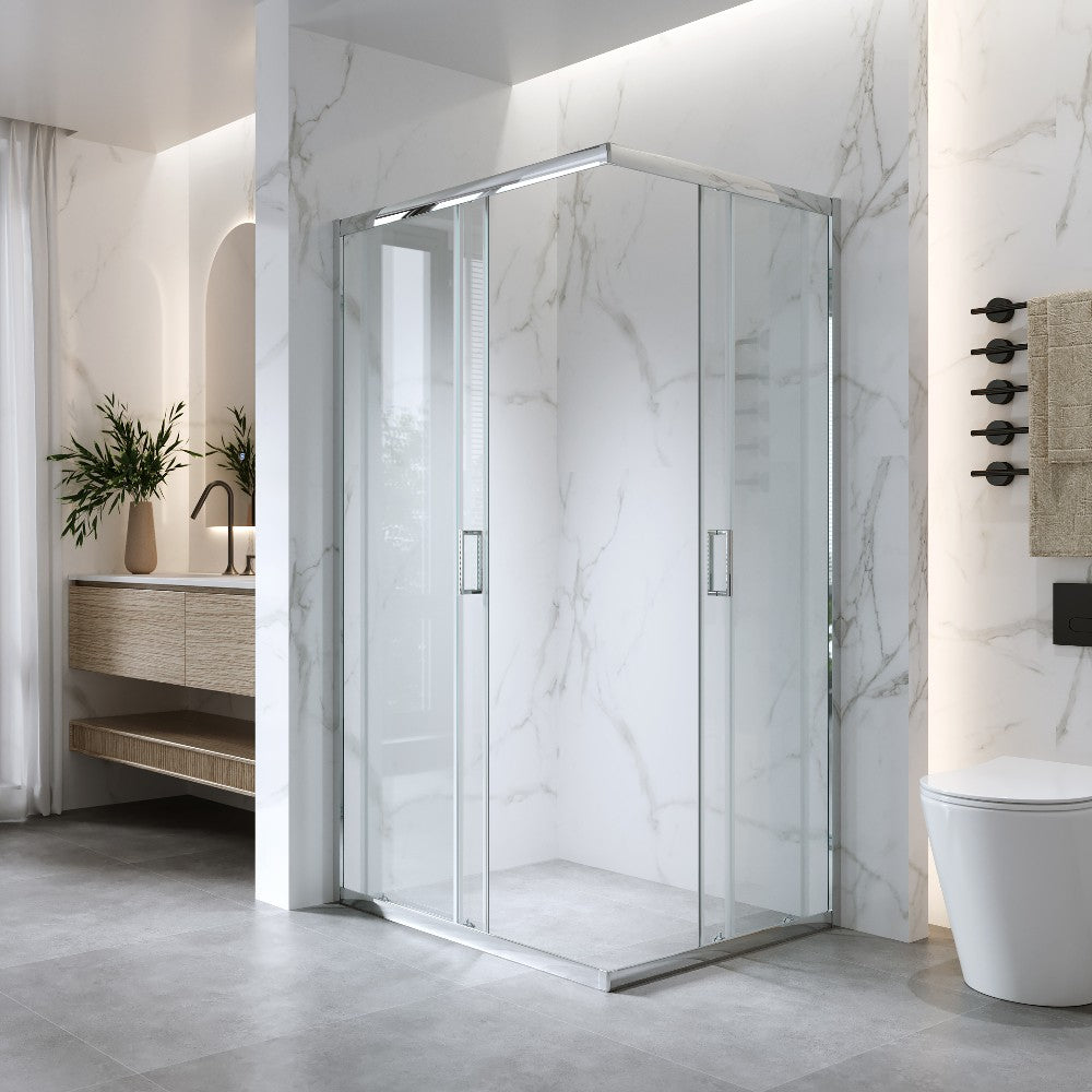 Cabina Doccia Angolare Scorrevole 80x120 Cm H 185 cm vetro Trasparente 6 mm| Kiro