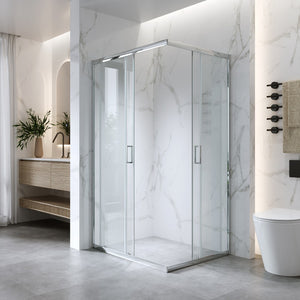 Cabina Doccia Angolare Scorrevole 80x120 Cm H 185 cm vetro Trasparente 6 mm| Kiro