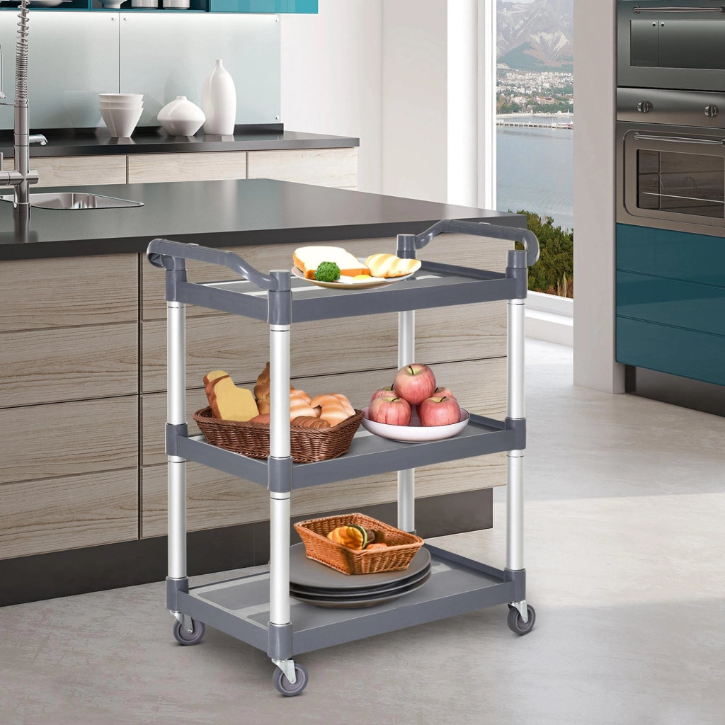 Carrello Portaoggetti 3 Livelli ¨C zephmum ¨C Grigio 88x44x93 cm