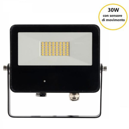 FARO PROIETTORE CON SENSORE DI MOVIMENTO LED 30W 4000K NERO SKY M.WAVE BENEITO
