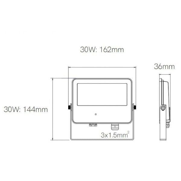 FARO PROIETTORE CON SENSORE DI MOVIMENTO LED 30W 4000K NERO SKY M.WAVE BENEITO