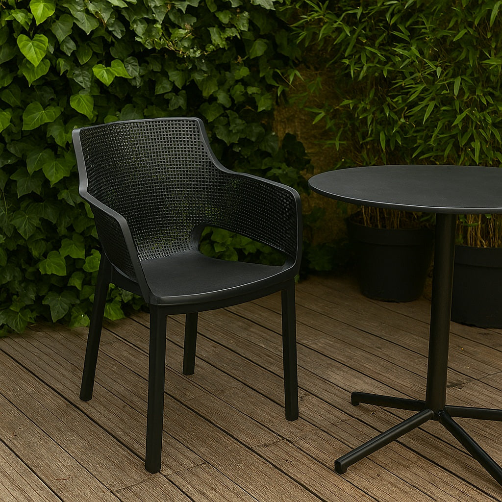 SEDIA ELISA 54X61XH79CM GRAFITE IN RESINA.