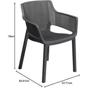 SEDIA ELISA 54X61XH79CM GRAFITE IN RESINA.