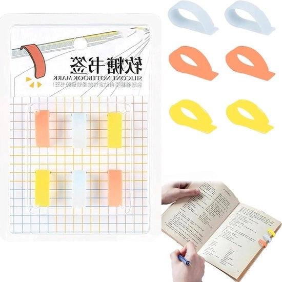 Accessori per libri - 6 pezzi di clip siliconici colorati - accessori per libri per appassionati di lettura