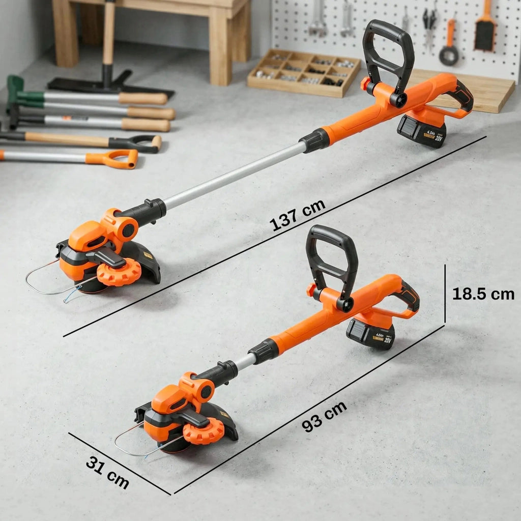 Decespugliatore a Batteria con 2 Batterie 4,0Ah Caricabatterie e Asta Regolabile