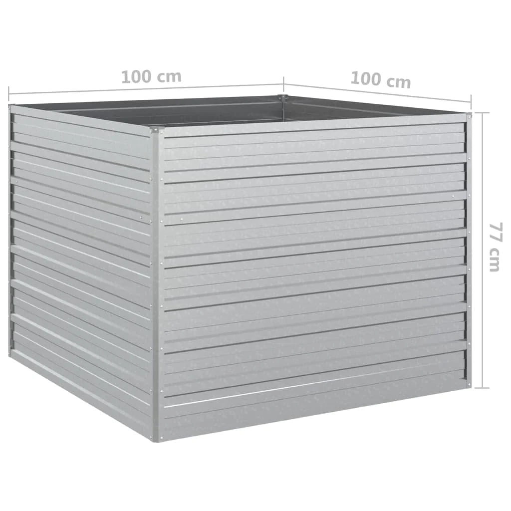 Fioriera rialzata per piante fiori patio giardino 100 x 100 x 77 cm acciaio zincato argento 02_0039297