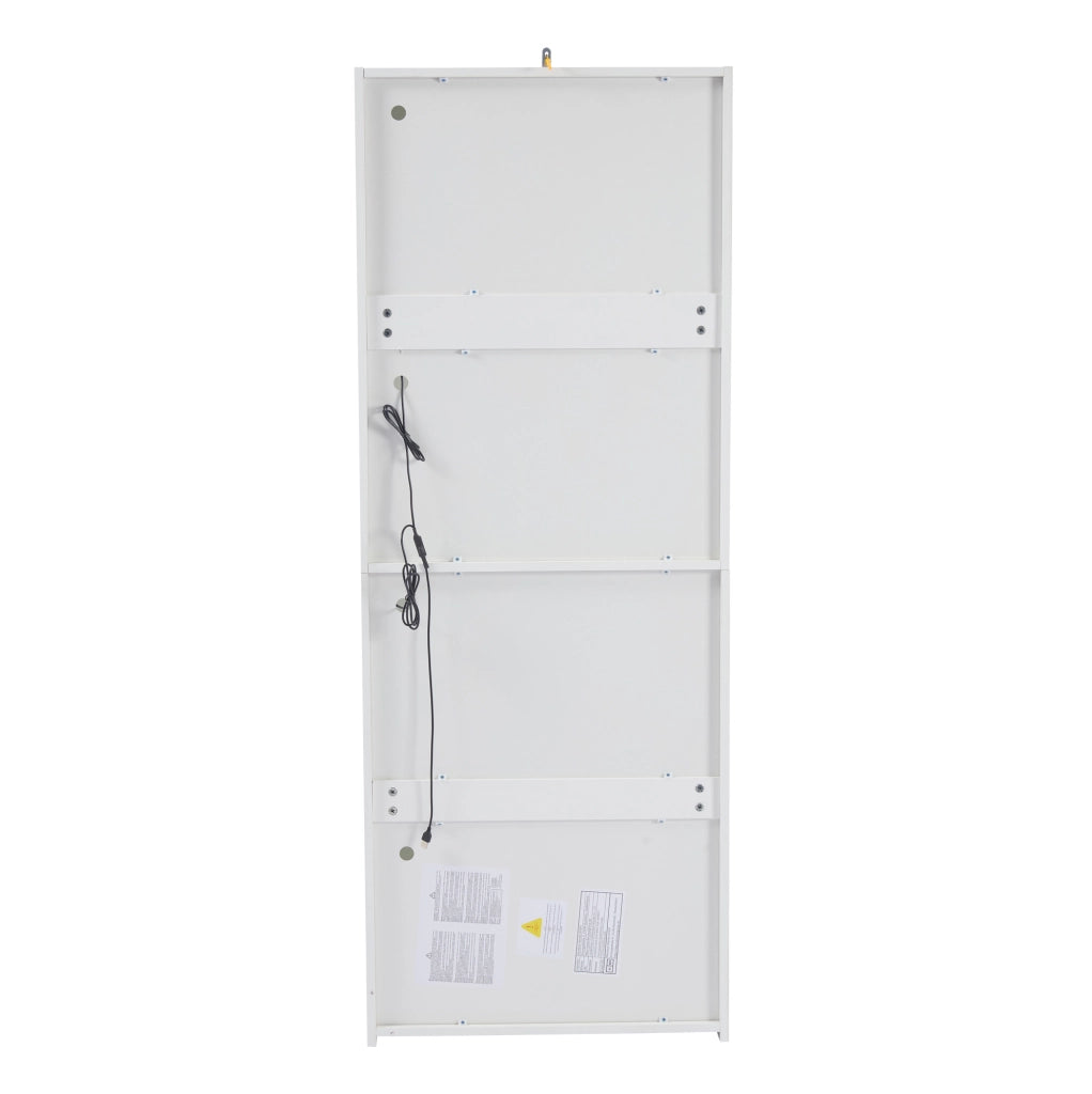 Vetrina bianca con LED e ante in acrilico; 61 x 42 x 162 cm; in truciolare e vetro temperato