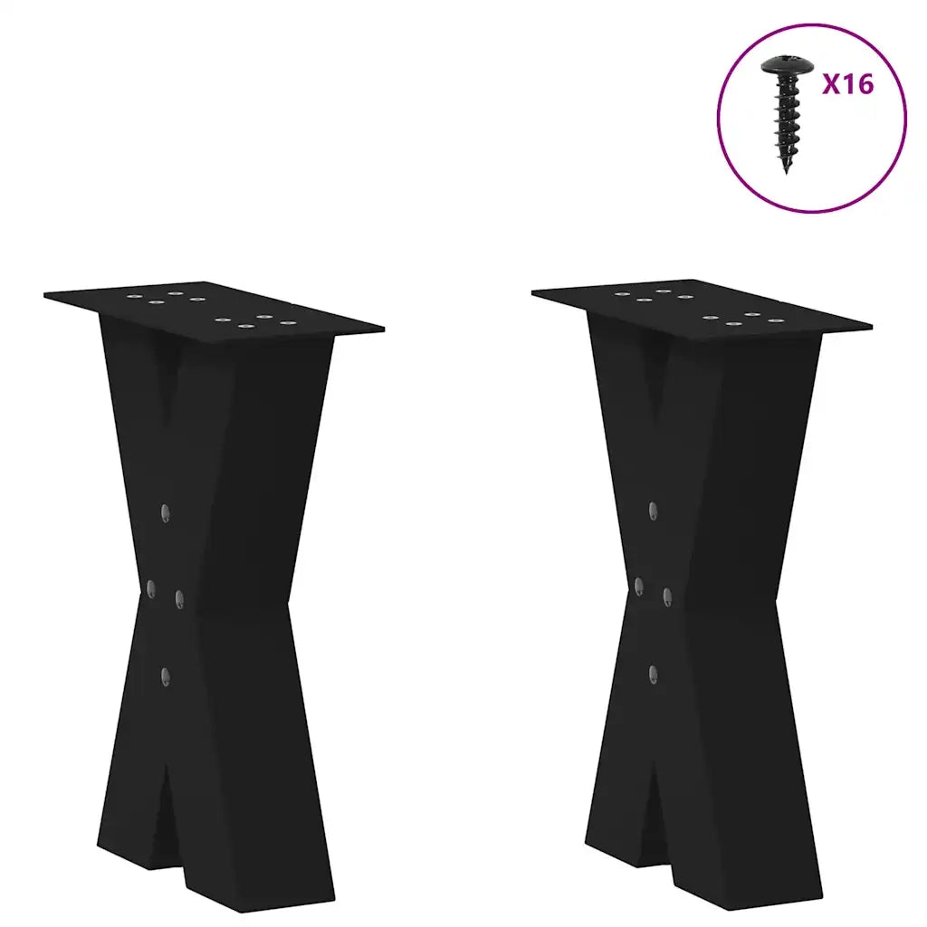Gambe per Tavolino da CaffÃ¨ a Forma di X 2 pz Nere 28x(42-43) cm Acciaio
