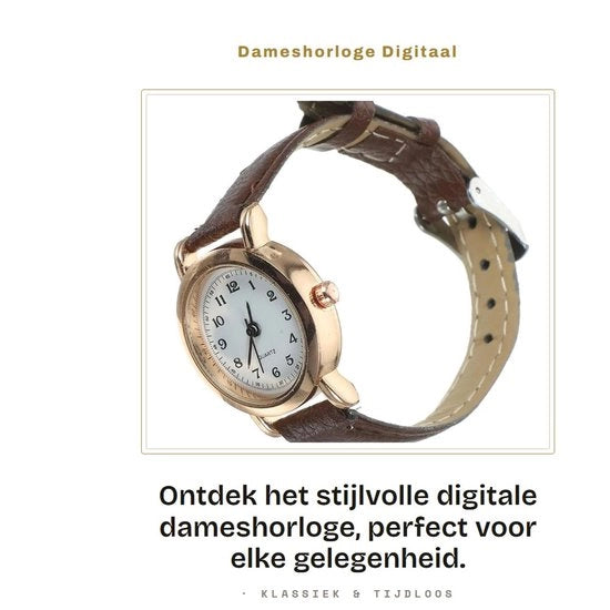 Orologio da donna Digitale - Stile Rond - Cinturino in Pelle - Impermeabile - Preciso Orologio da Quarto - Cinturino Regolabile