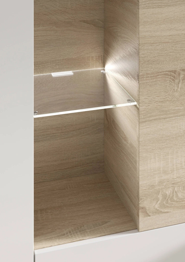 Mobile Soggiorno Angioletto, Parete Attrezzata 15 Ripiani, 260x42x185h cm Marrone Rovere