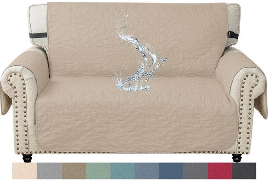 CopriSofa Acqua Impermeabile - Copertura Universale per Divano - Resistente ai Graffi - Tecnologia Antiscivolo - Materiale Sostenibile - Colore Beige - CopriDivano