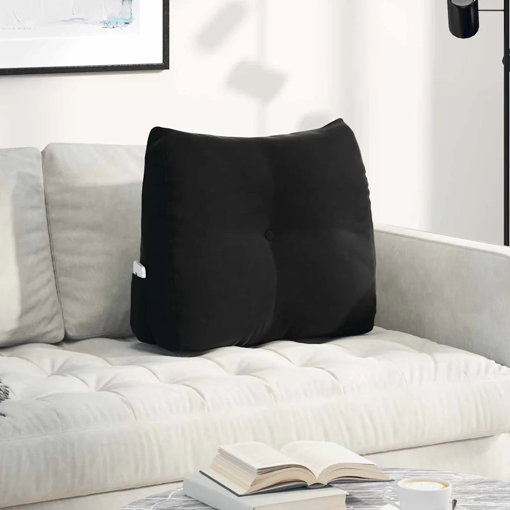 Cuscino per Schiena | Cuscino dorsale Nero 60 x 24 x 50 cm Velluto
