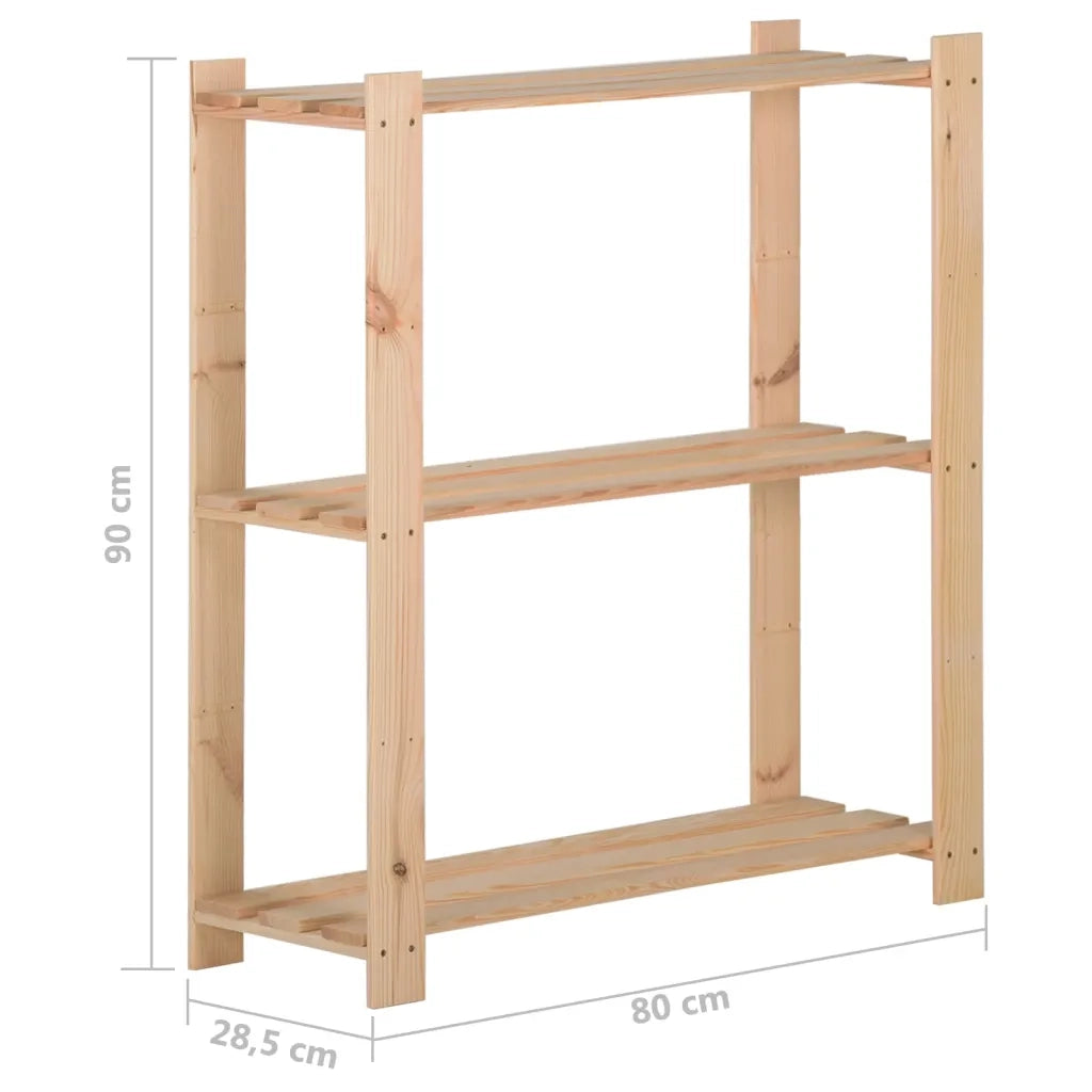 Scaffale a 3 Livelli 80x28,5x90 cm in Legno Massello di Pino 327321