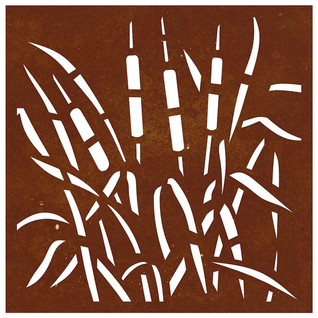 Decorazione Muro da Giardino 55x55 cm Erba in Acciaio Corten CFW2354074