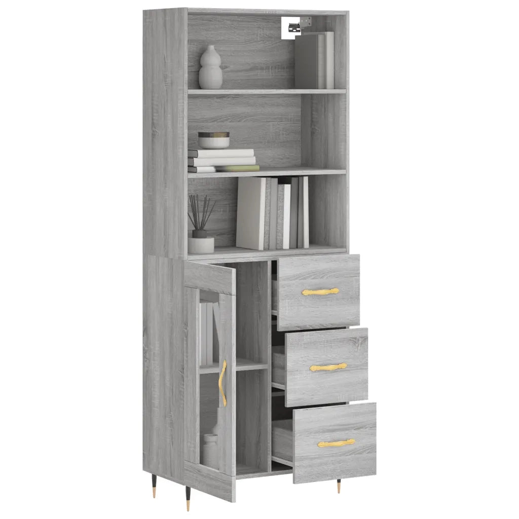 Credenza Grigio Sonoma 69,5x34x180 cm in Legno Multistrato 3189491