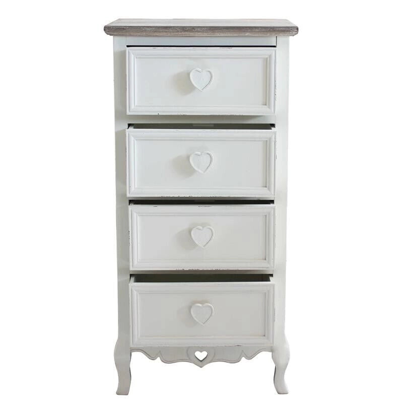 CASSETTIERA CUORE IN LEGNO DI PAULOWNIA CON 4 CASSETTI 44 X 34 X H90 CM