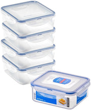 Contenitori di cibo quadrati con coperchi, 5 pezzi, ermetici e impermeabili, BPA-free e resistente al lavastoviglie, 5 x 870 ml