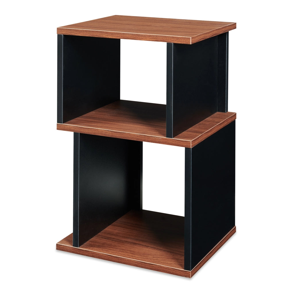 Tavolino Laterale Trond Mobiletto Basso a 2 Scomparti 50 x 33 x 29 cm - Nero/Effetto Noce [en.casa]