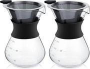 Caffettiera a goccia - Bicchiere di caffè in vetro con filtro a gocce - Filtratore in acciaio inossidabile - 13,5 oz - 2 pezzi