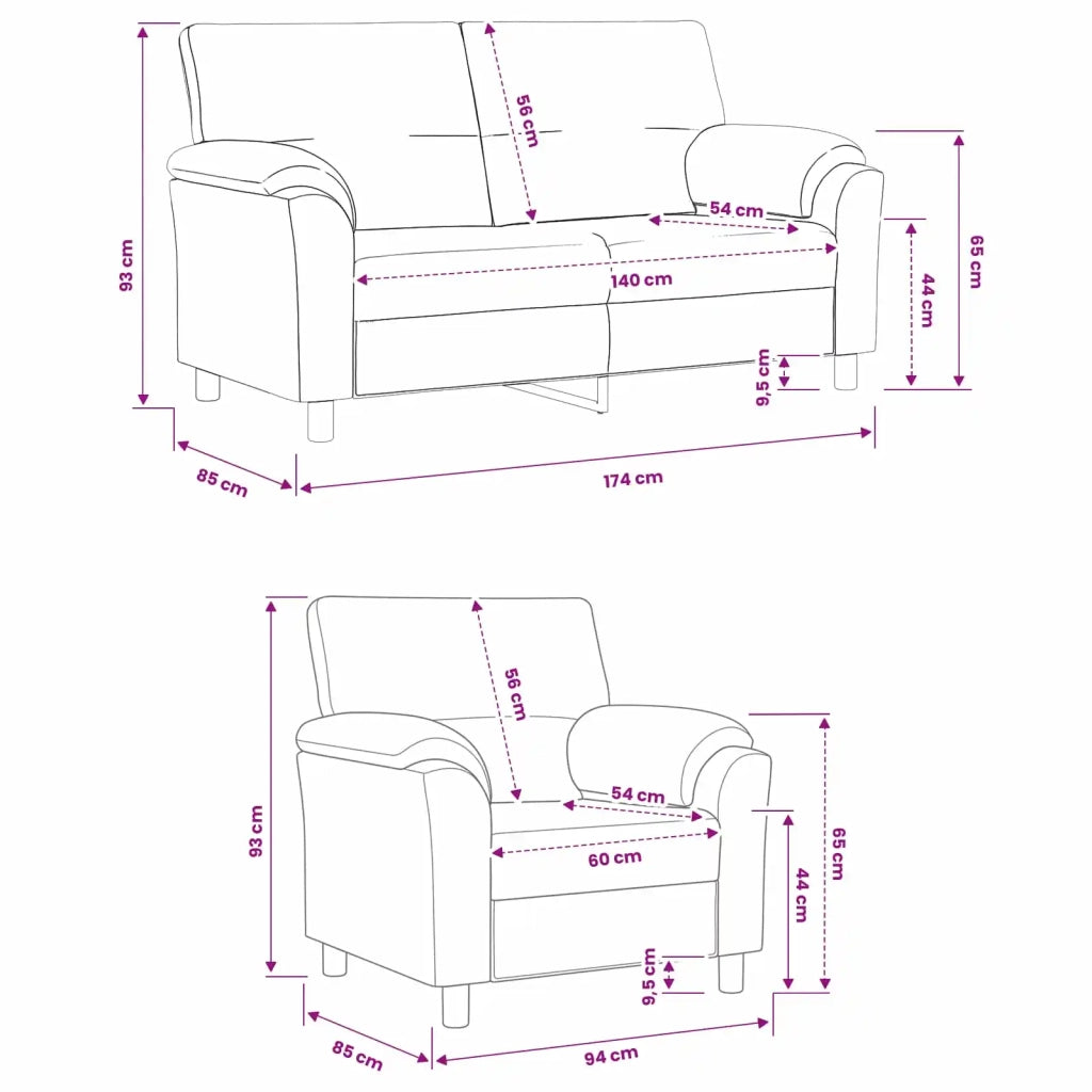 Set di divani 2 pcs Blu Velluto 3430443