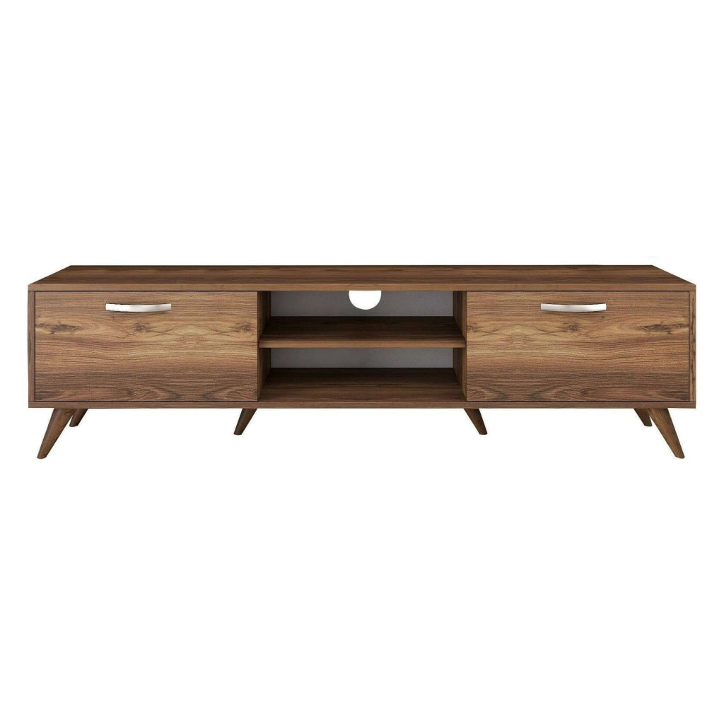 Mobile porta TV Avir, Credenza da soggiorno, Armadio basso per TV, Base parete attrezzata, 180x35h49 cm, Noce
