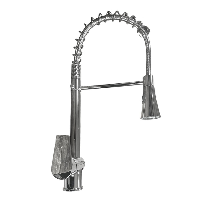 Rubinetto miscelatore estrabile con molla e doccetta multigetto