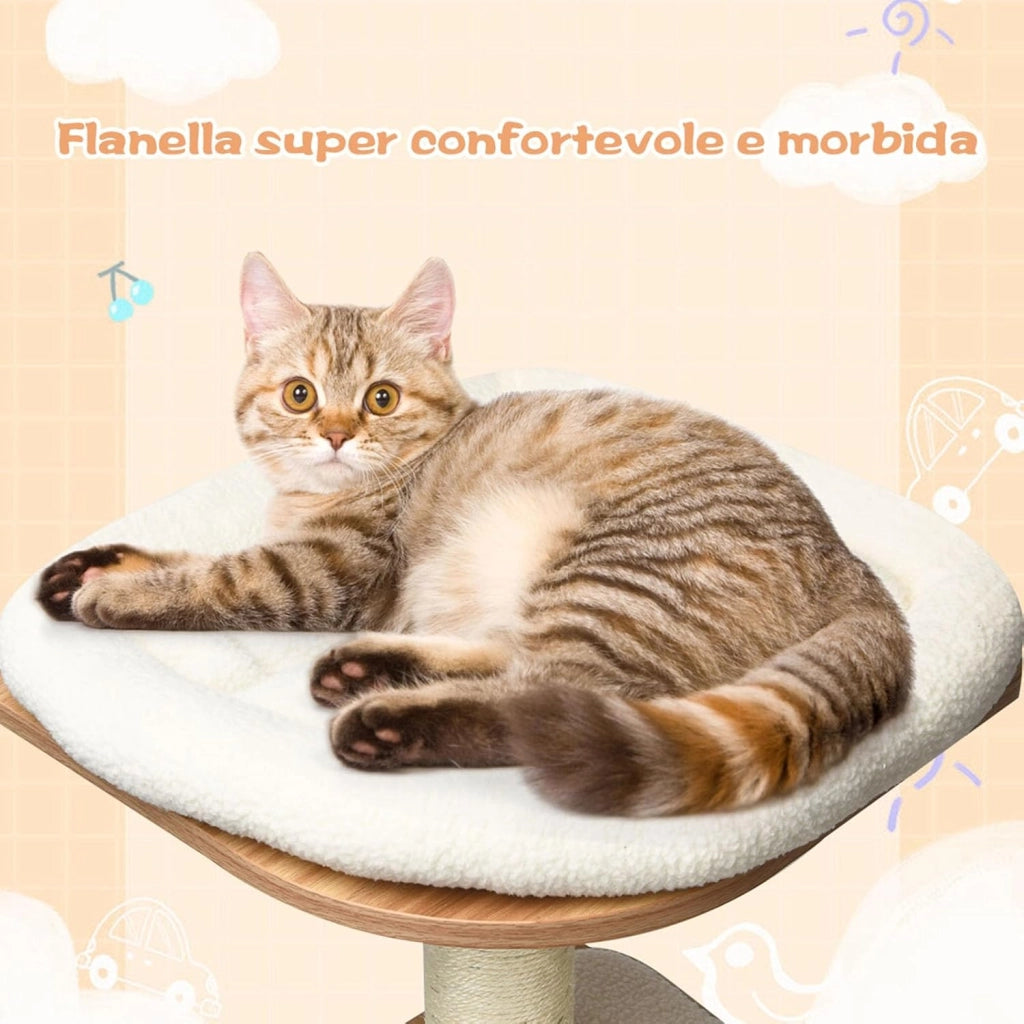 Tiragraffi per Gatti 176cm, Albero per Gatti Adulti XXL con Corda Sisal, Cuccia, Piattaforma e Cuscini, 86,5 x 86,5 x 176cm, Nero e Naturale