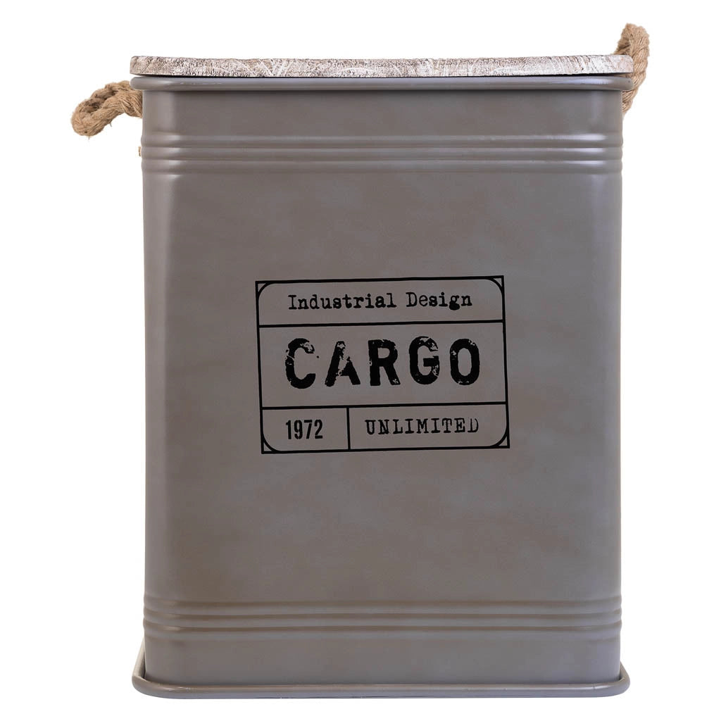 Cesto portabiancheria in metallo stampato grigio 41x41x52