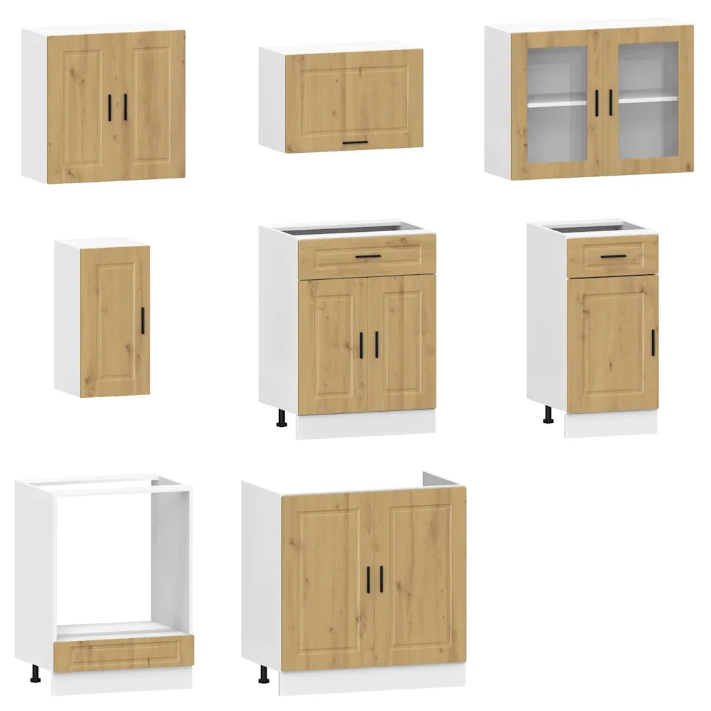 Set Mobili da Cucina 8 pz Kalmar Rovere Artigianale Truciolato